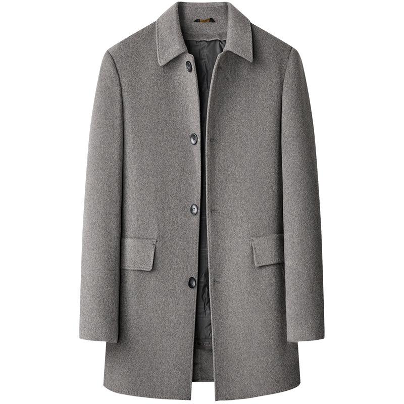 Men's Double-sided Cashmere Coat Mid-length Thickened Dad's Woolen Coat Middle-aged Removable Down Liner
