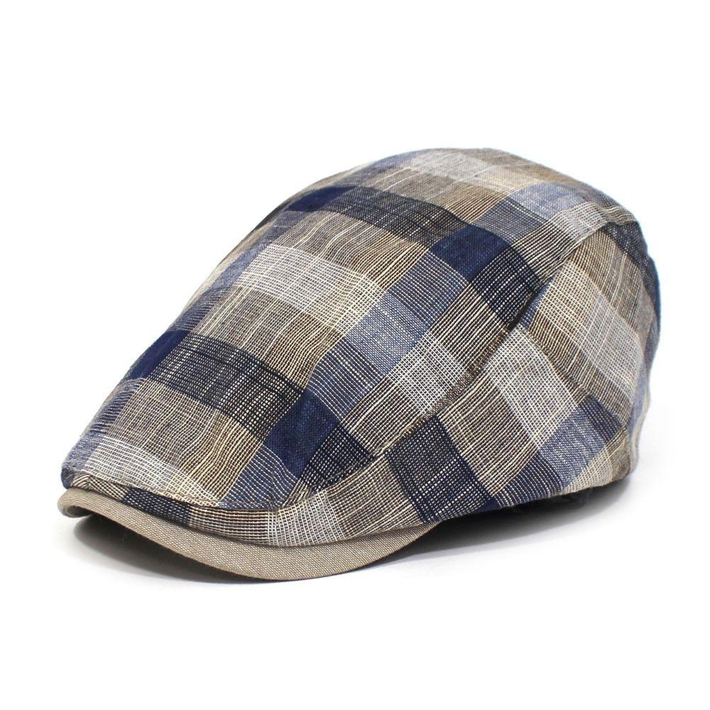 New Flat Top Newsboy Caps Adjustable Plaid Pattern Peaked Cap Cotton Hip Hop Style Painter Beret Hats Four Seasons Wear