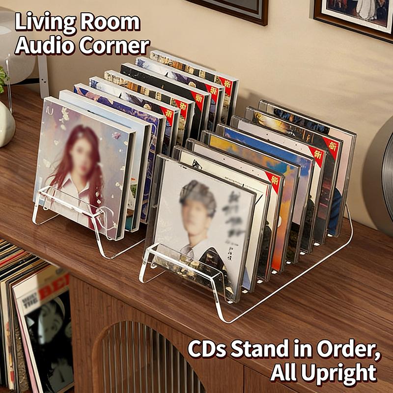 Clear Acrylic CD Display Shelf 2PCS 6 8 Grid Storage Organizer for Home Office Media Collection