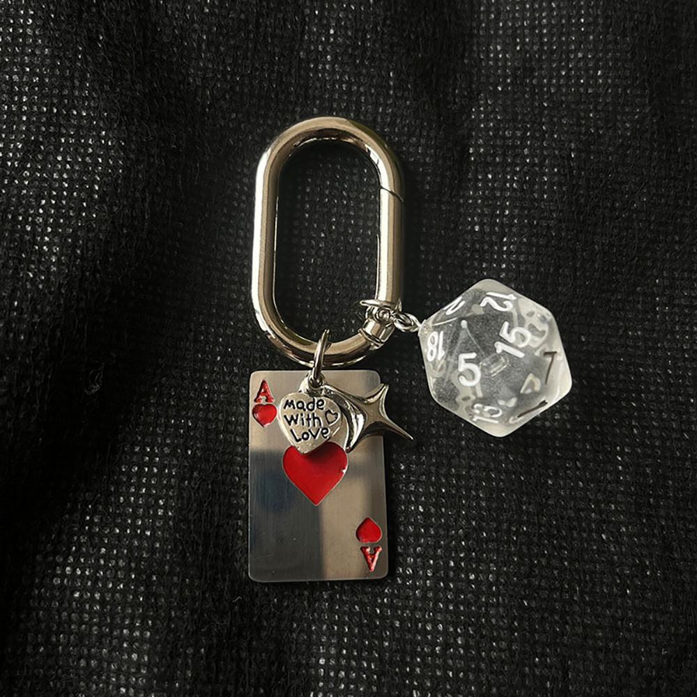 Personality Red A Playing Cards Retro Niche Design Dice Pendant Bag Charm Pentagram Accessories Car A84 Bag Charm