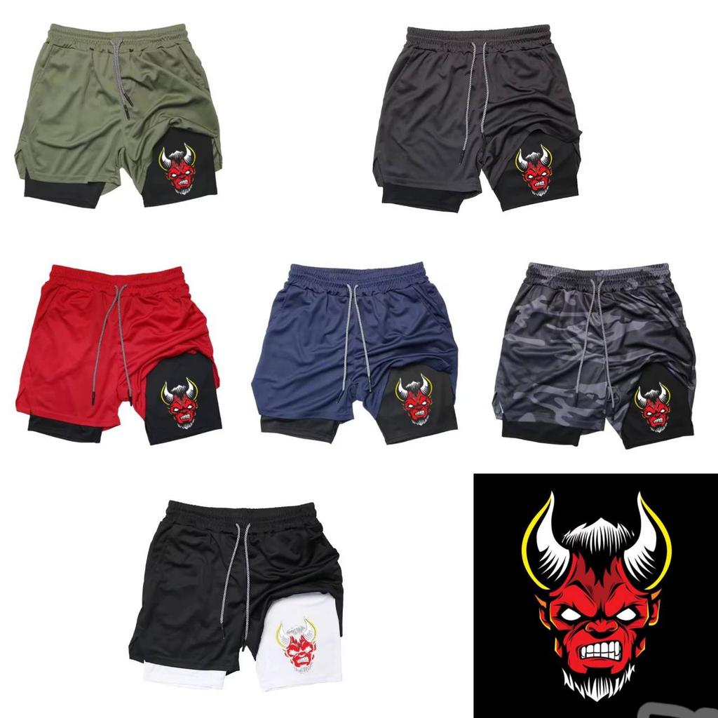 Demon Devil Satan Muay Thai Kick Boxing MMA Shorts Men Women Unisex Casual Sportswear Double Layer Quick Dry Training Sport Gym Fitness Workout