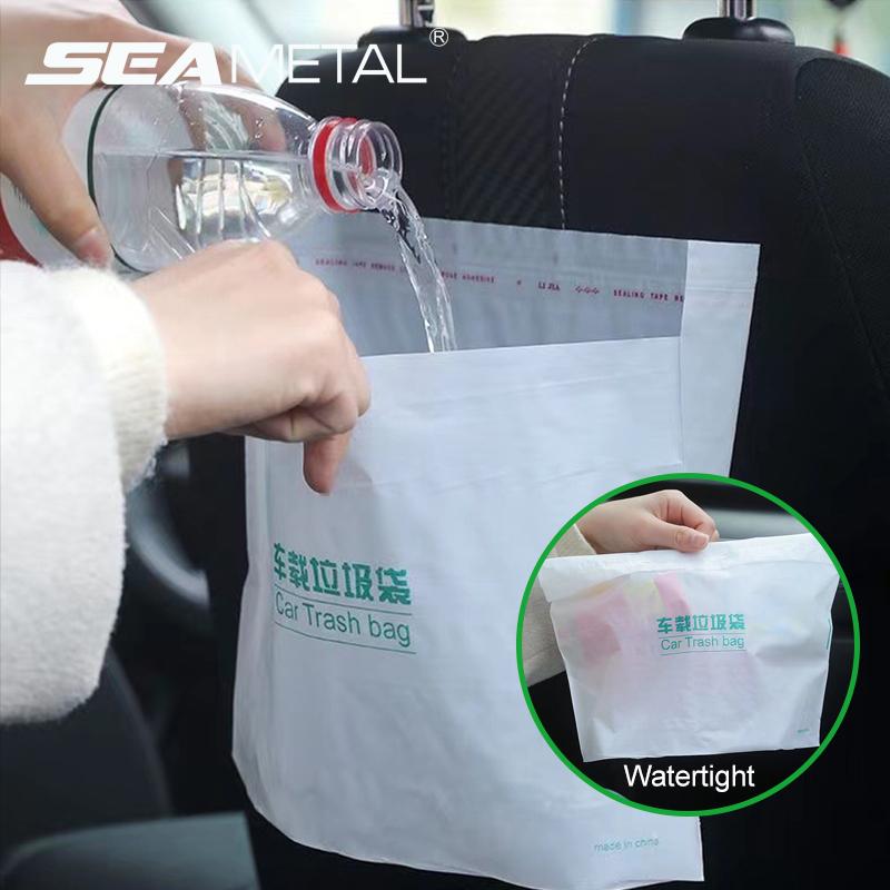SEAMETAL Одноразовый автомобильный мусорный пакет самоклеящийся 2-в-1 мешки для мусора портативный водонепроницаемый мешок для мусора сумка для хранения