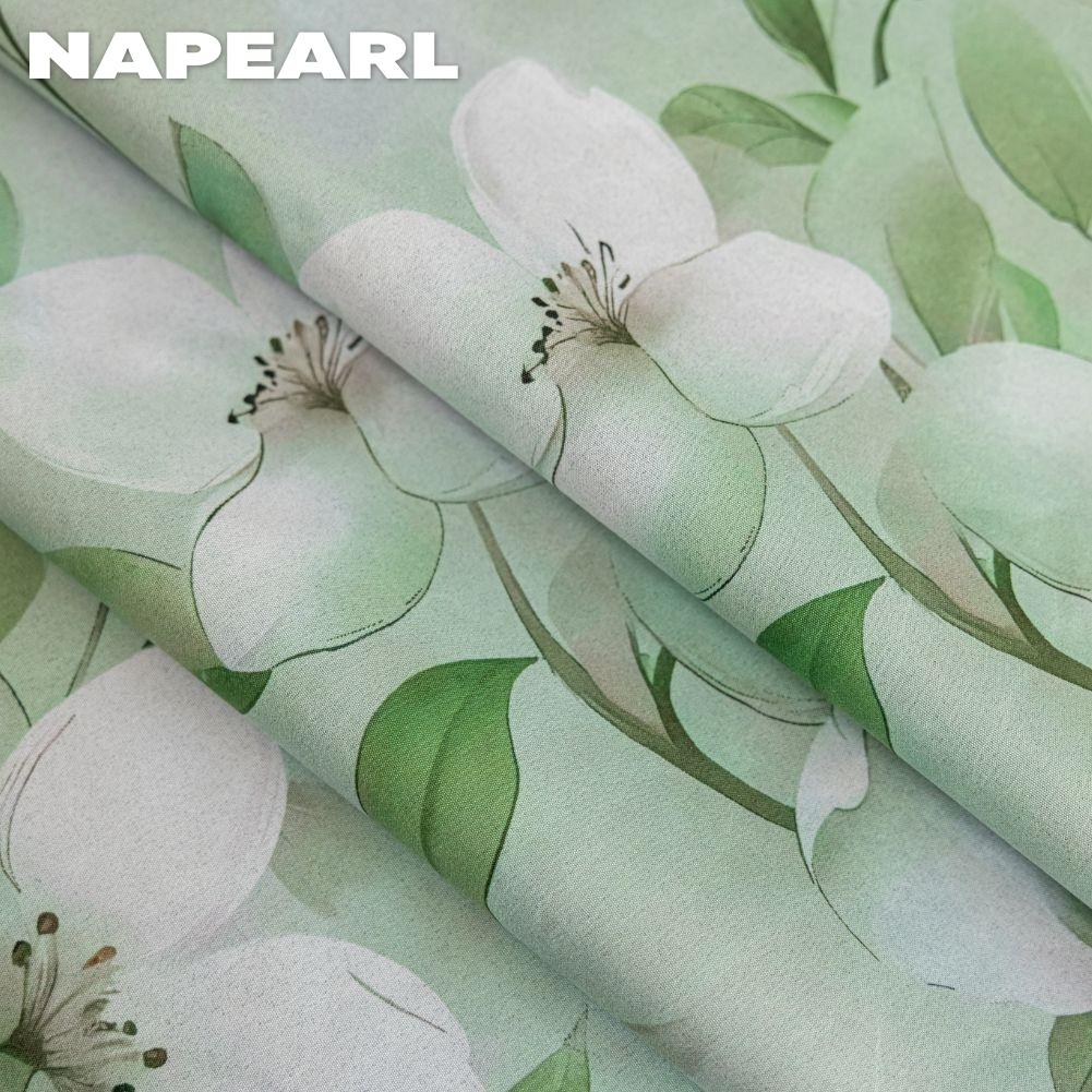 1PC NAPEARL Nordic Countryside Style Green Printed Curtains with Full Blackout Curtains for Bedroom Living Room Balcony Window for Home Decor