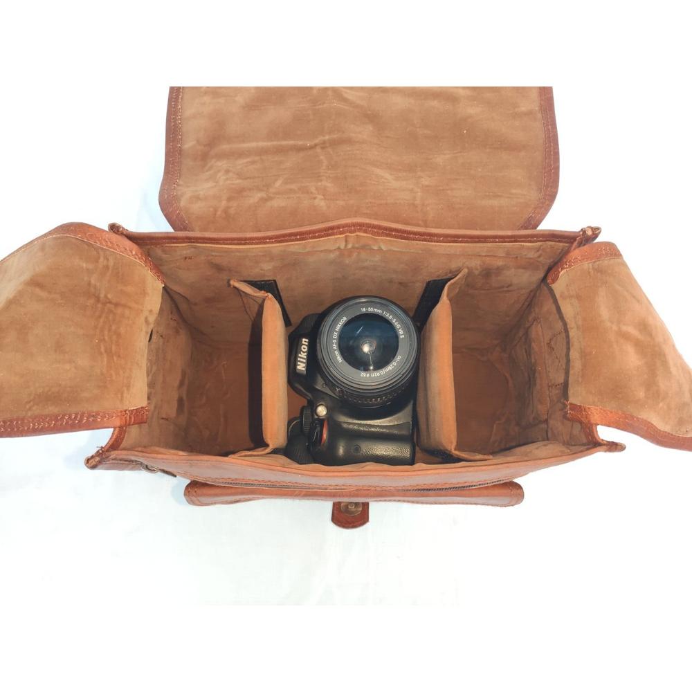 Сумка для фотокамеры из козьей кожи DSLR SLR Мягкий футляр Сумка-мессенджер Сумки через плечо 11