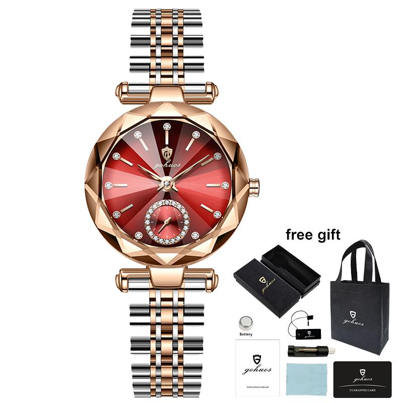 Gohuos 7820 Luxury Diamond Dial Wristwatch Waterproof Stainless Steel Watch for Ladies Elegant Simple Quartz Women's Watches