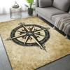 Compass Design Area Rugs Retro Nautical Style Star Map Pattern for Modern Living Room Home Decor