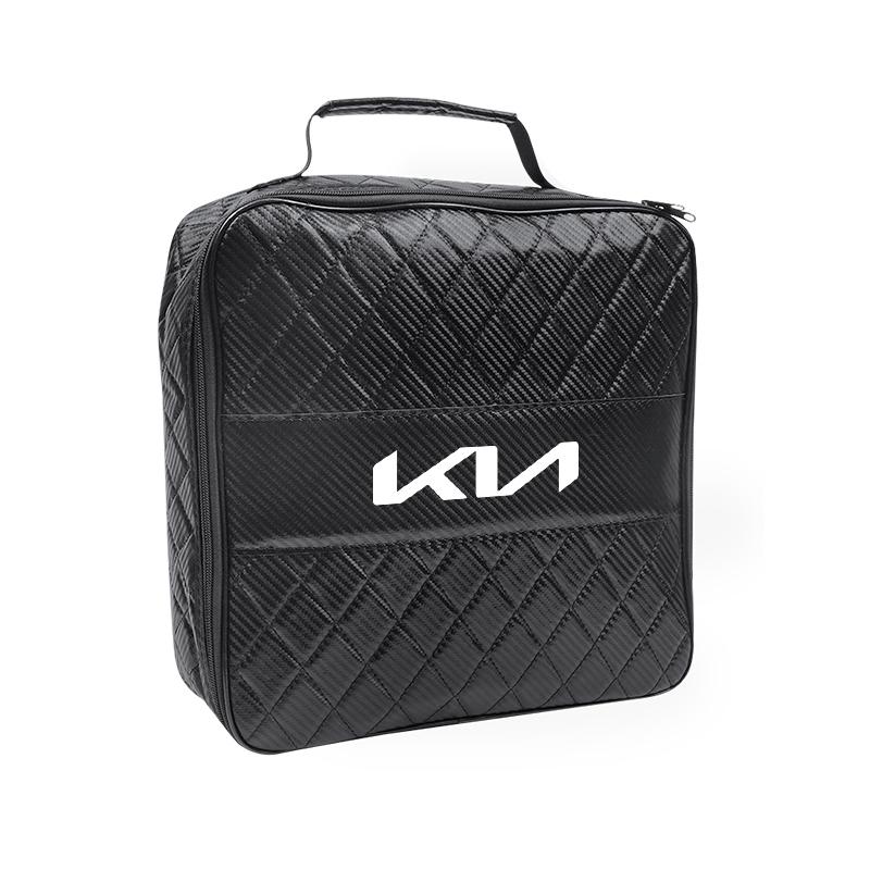 AEF1 Car Leather Storage Bag High-capacity Auto Trunk Handbag For KIA Sportage Seltos Sorento K3 K4 Soul Carnival EV6 EV9 Carnival K5