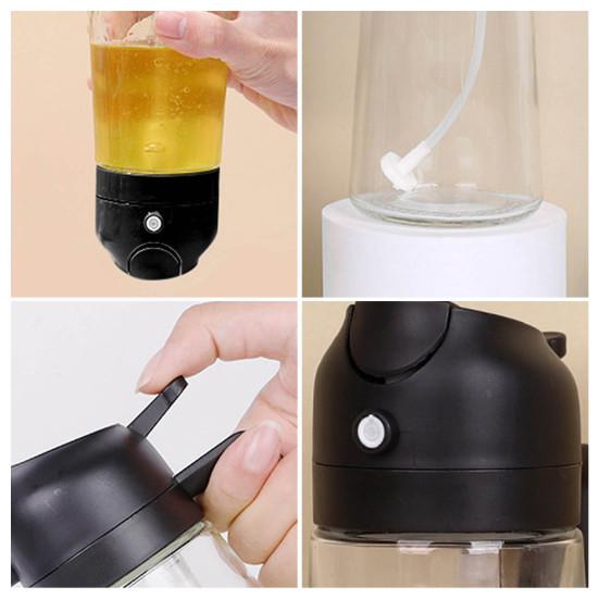 470ML Oil Dispenser Spray Pour 2 In 1 Olive Bottle Sprayer for Air Fryer Salad Frying Multi-Liquid Oil BPA-Free Glass Wide Mouth Oil Sprayer
