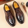 2026 Brand Business Casual Leather Shoes Oxfords Shoes for Men Brown Black Business Lace-up Office Brogue Pointed Dress Shoes