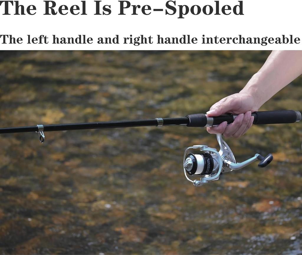 Fishing Set with Two Carbon Fiber Telescopic Spinning and Fishing Ideal for Includes Storage for Sea River Ice Rock and Pier Fishing 2.1m Rods, Reel,