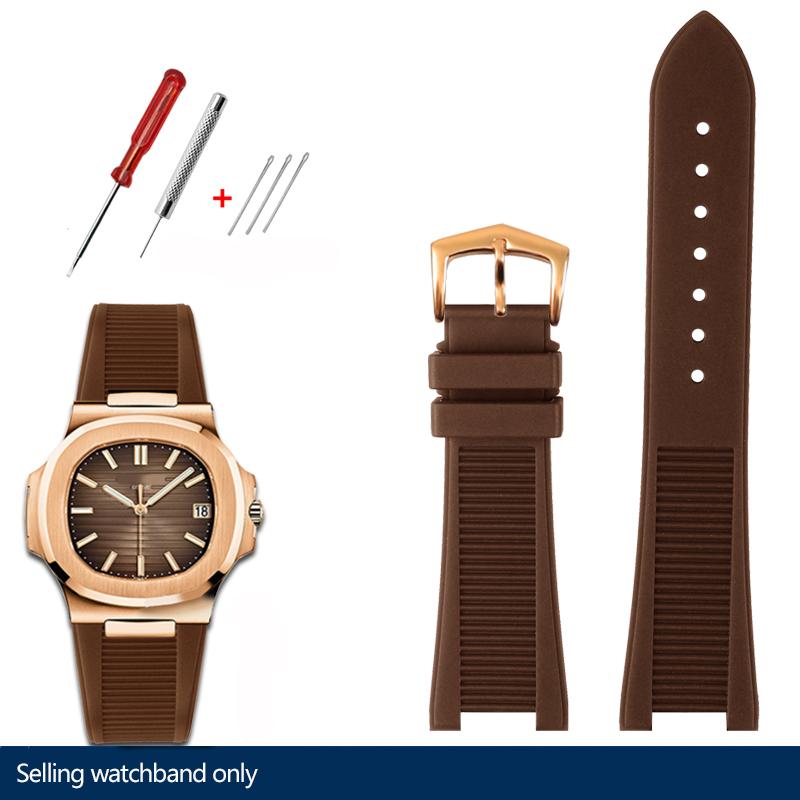 25*13 мм Силиконовый Резиновый Ремешок для Часов Серии Pa-tek Philippe Nautilus 5711/5712/5980 Водонепроницаемый Спортивный Ремешок Браслет Коричневый Синий