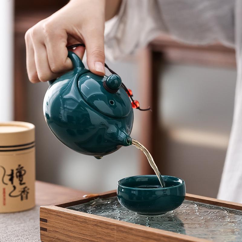 Чайный набор Kungfu, курильница для благовоний, подарочная коробка, церемония, один горшок, четыре чашки, сандаловая печь, китайская керамическая переносная чашка для автомобиля