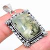 Moss Prehnite Handmade 925 Sterling Silver Jewelry Pendant 1.77" A0E32
