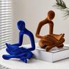 Abstract Flockeds Thinker Statue Resins Art Sculpture for Modern Home Decoration on Shelf or Desktop