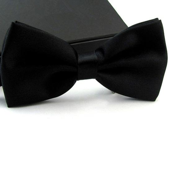 Men Bow Tie Detachable Design Adjustable Fit Solid Color Formal Bow Tie