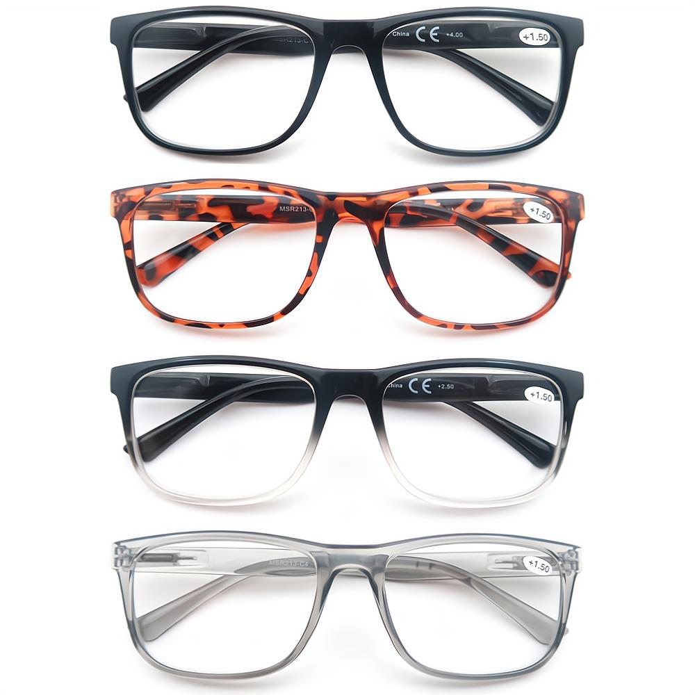 MODFANS 4 Pairs -Reading Glasses Fashion Readers Frame Spring Hinge For Men Women