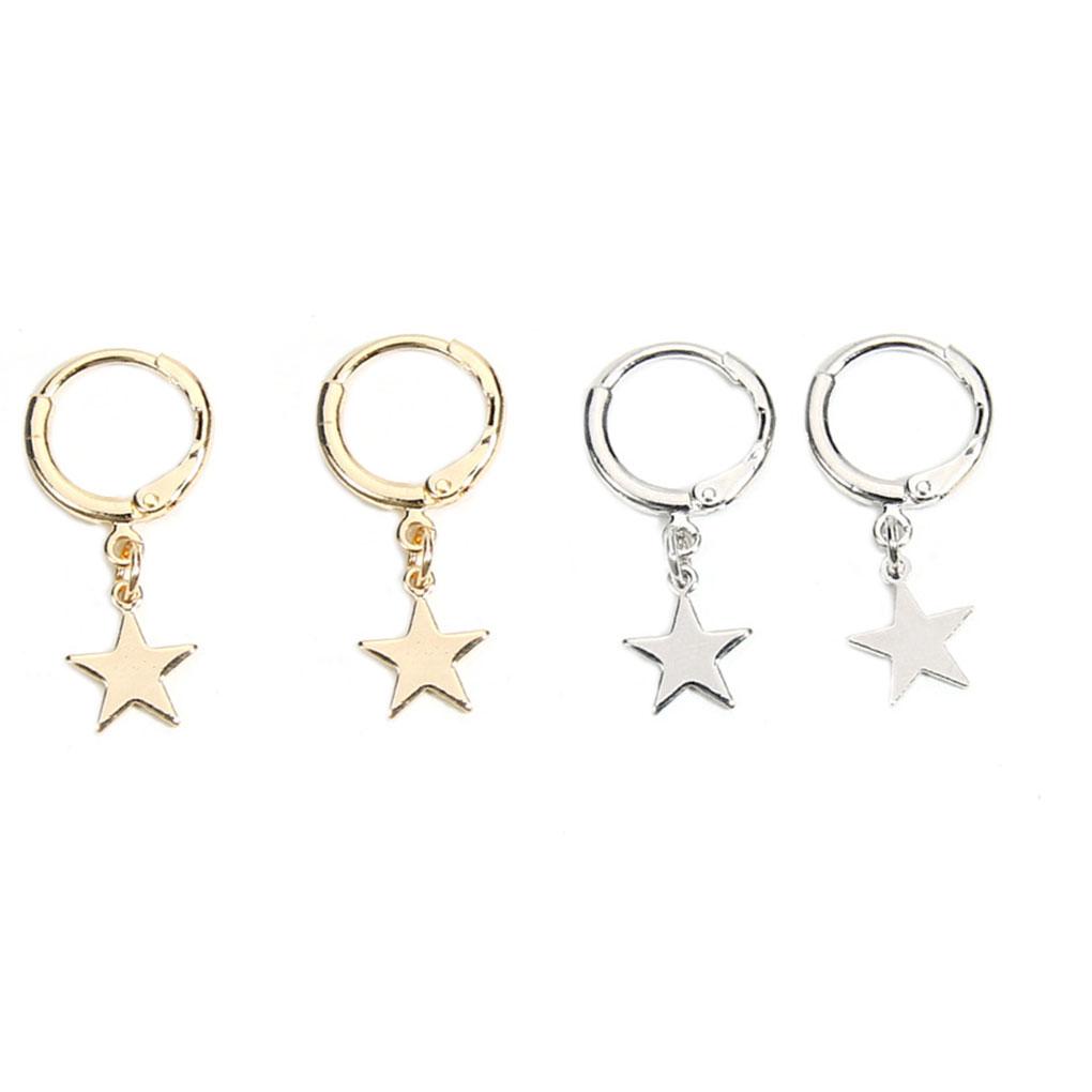 Женские Серьги с Подвеской в виде Звезды, Блестящие Клипсы-Пинцеты, Медные Пусеты, Праздничный Подарок