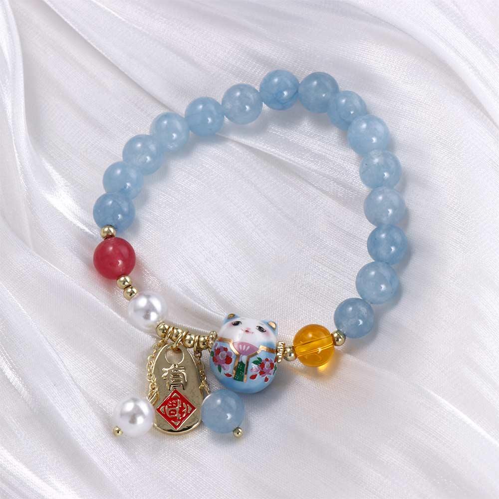 Pearl Emerald Bangles Stone Bracelets Korean Style Bracelets Female Hand Chain Bead Bracelets
