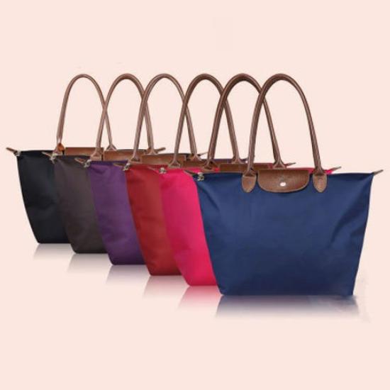 Tote Bag for for Large 3 Sizes [Blostirno] Women, Nylon, Foldable, Handbag, Waterproof, Commuting, Travel, Shopping, Capacity, (L, Navy)
