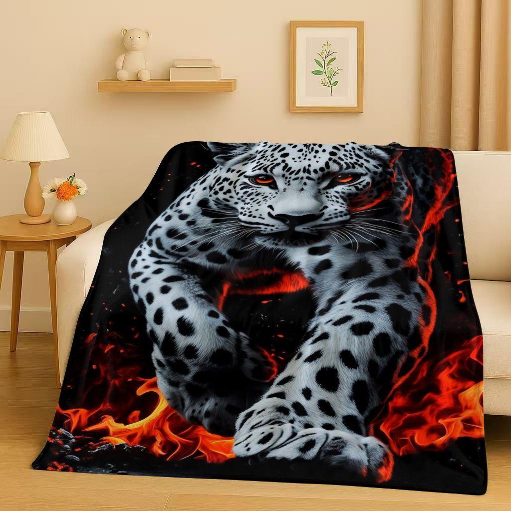 3D Cheetah Leopard Beast Flannel Blanket,Ultra Soft Warm Plush Throw for Home Bedroom Bed Sofa Cover Office Travel Camping Gift