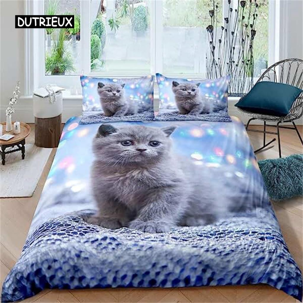 Пододеяльник с изображением кота, милый котенок, одеяло для детей, мальчиков, девочек, подростков, покрывало с 3D-животными, подарки для любителей кошек