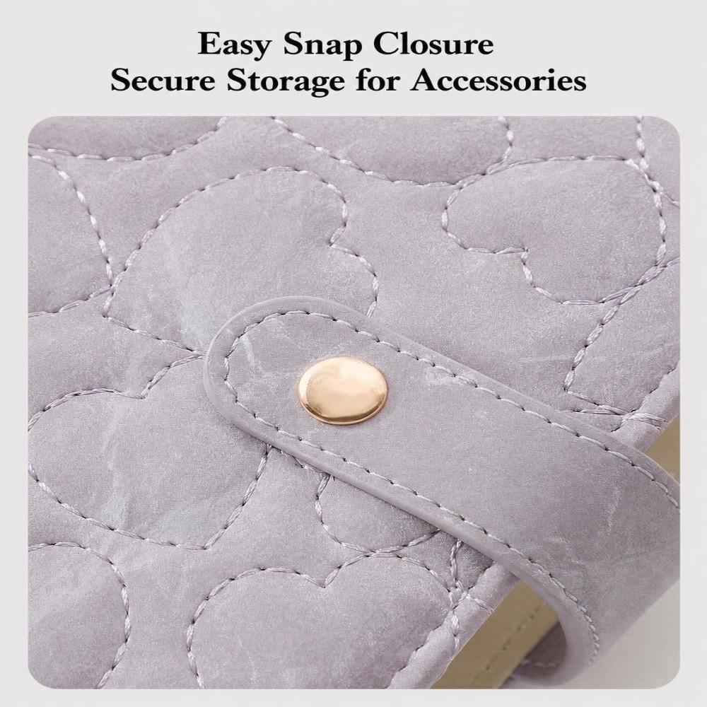 with Snap Button Jewelry Storage Book PU Leather Storage Bag Portable Jewelry Organizer Travel