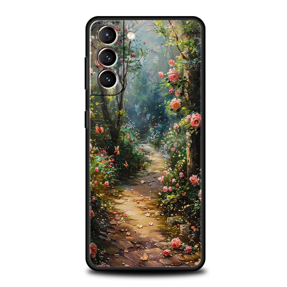 Oil Painting Of Flowers Phone Case For Samsung Galaxy S26 Ultra S25 Plus S24 FE S23 S22 5G S21 S20 Cover Black Soft