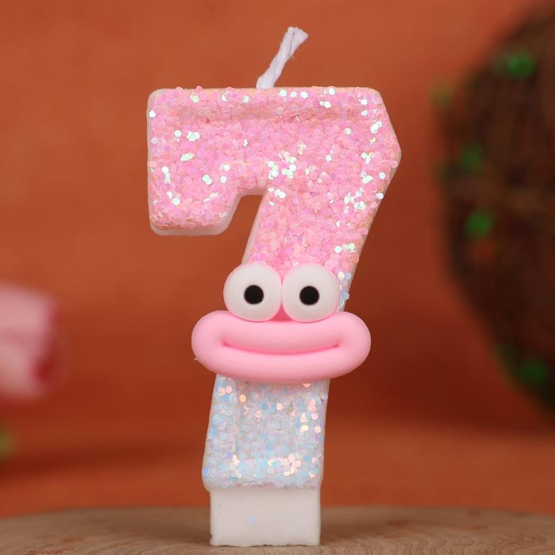 Sausage Mouth Cartoon Number Birthday Candle Cake Decoration Holiday First Birthday Celebration Handmade Candle 0-9diy