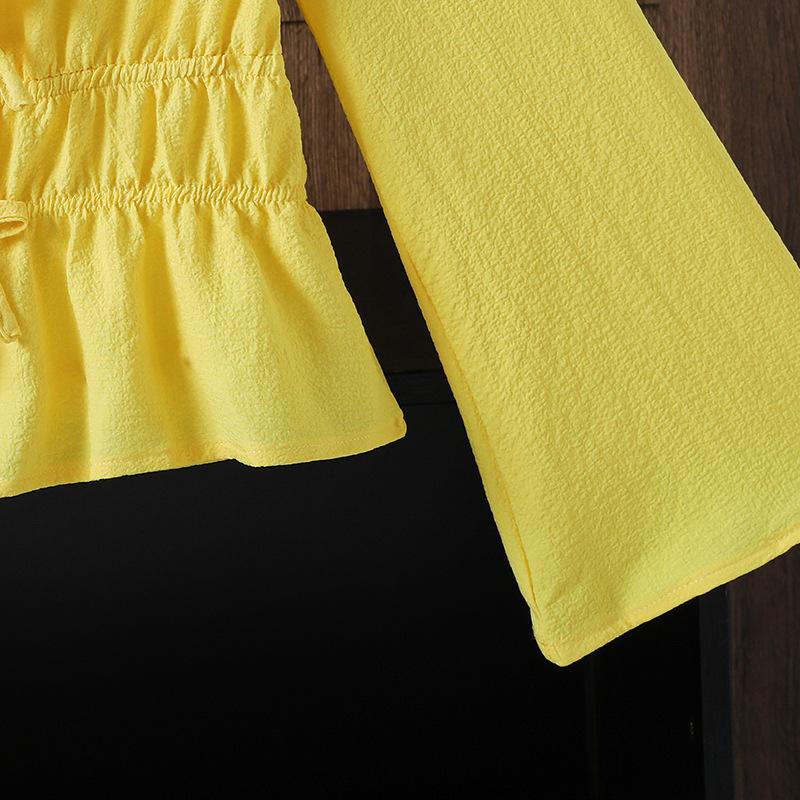 Топы для девочек Детская одежда Осень Новая Модная Бант Повседневные Топы с длинным рукавом