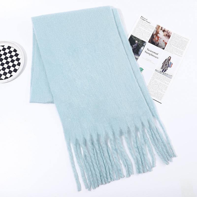Imitation Cashmere Scarf for Women Winter Warm Thickening New Solid Color Scarf for Men Thick Tassel Woolen Scarf