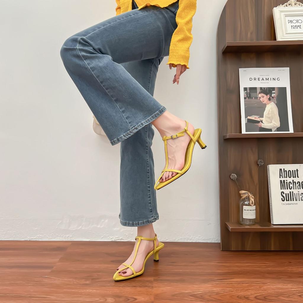 High-heeled Sandals Women's High-end Strap Roman Women's Shoes 2025 New Summer Versatile Strap Cool Slippers Women's French