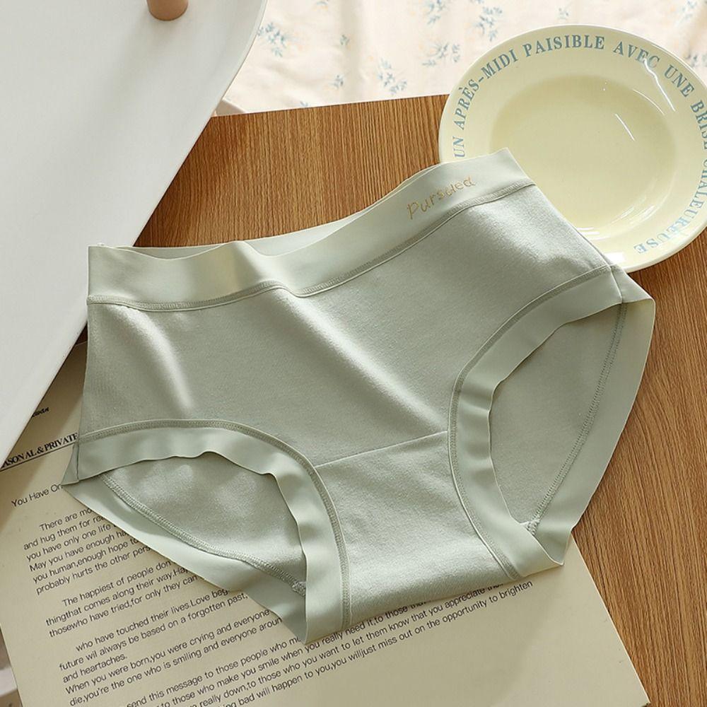 5pcs Cotton Crotch Seamless Briefs Underwear Women's Underpants Fashion Mid Waist Panties Lady