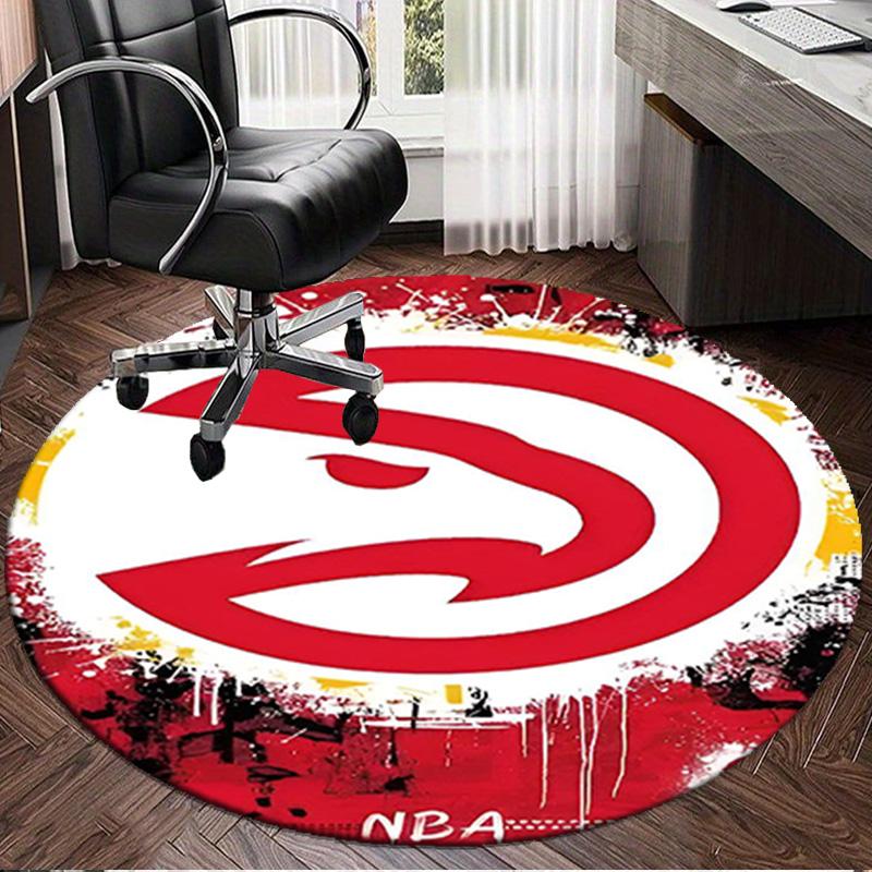 1PC Atlanta Basketball Round Rug, Non-slip Chair Mat, Home Decor, Circle Carpet Perfect for Office, Bedroom, Living Room,Christmas gift