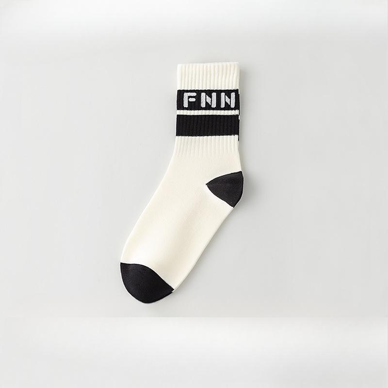 5 Pairs of Boys Spring Summer Trend Letters Deodorizing Running Sports Student Cotton Socks