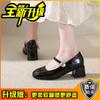 Thick Heel Height Increase Mary Jane Shoes Women's Summer New Fashion Square Head Light Mouth Small Leather Shoes One-word Buckle