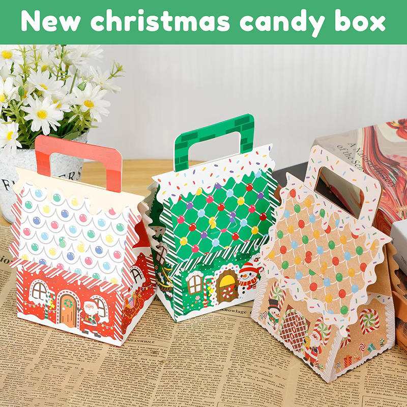 8 Pcs Cute Christmas Treat Candy Boxes Portable Dessert Packaging Case Small Cookie Containers Party Favor Supplies
