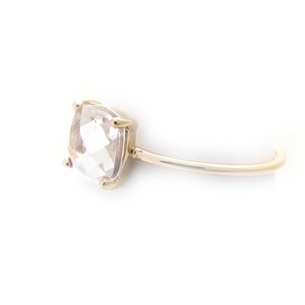 Bague Plaqué Or 'Unique' blanc doré - 6x6 mm