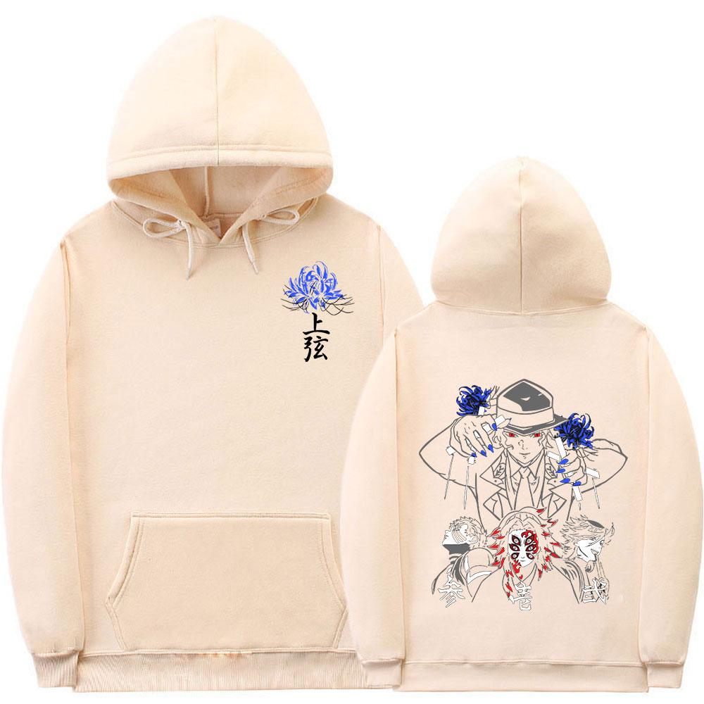 Аниме Demon Slayer Upper Moons Muzan Толстовка с принтом Harajuku Akaza Douma Kokushibo Толстовки с длинными рукавами Модная винтажная толстовка