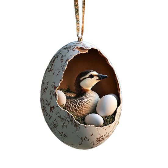 Рождественское украшение Акриловое животное Яйцо Подвеска на елку 2D Курица Утка Черепаха Яичная скорлупа Фермерские украшения Праздничный подарок для семьи друзей