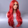 Женский длинный вьющийся парик, средняя часть, естественный вид, термостойкое высокотемпературное волокно, черные, красные, белые волнистые синтетические волосы