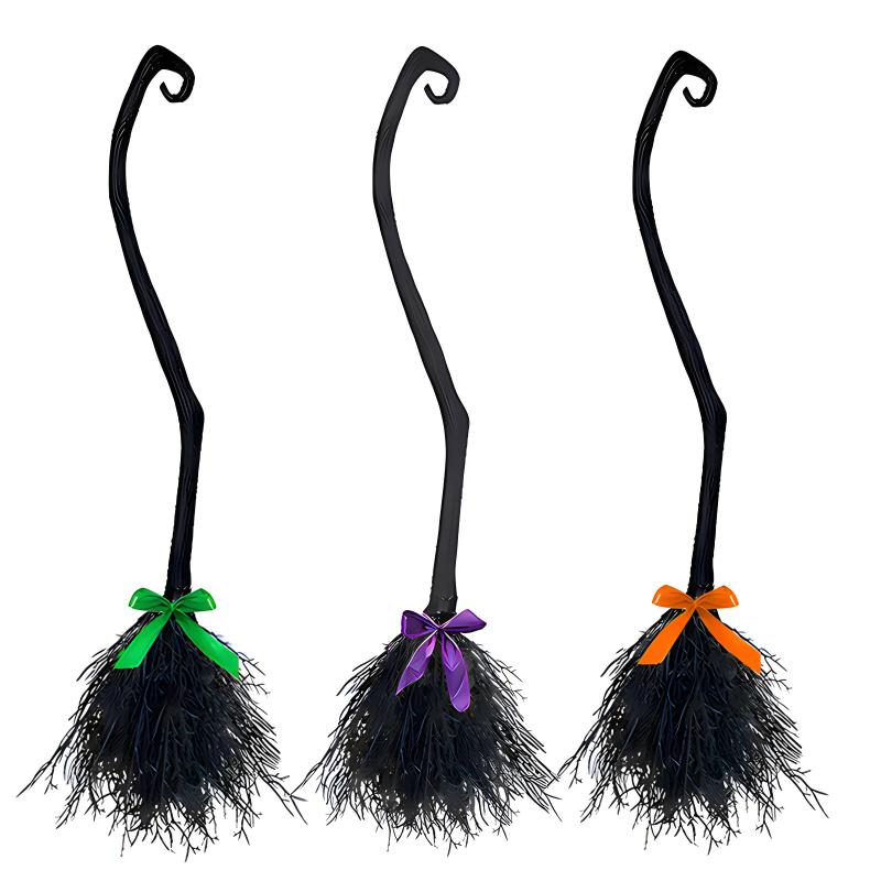 Halloween Witch Broom Decorations Magic Plastic Scary Prop Cosplay Suitable For Festival Parties Or Masquerade Costume Events