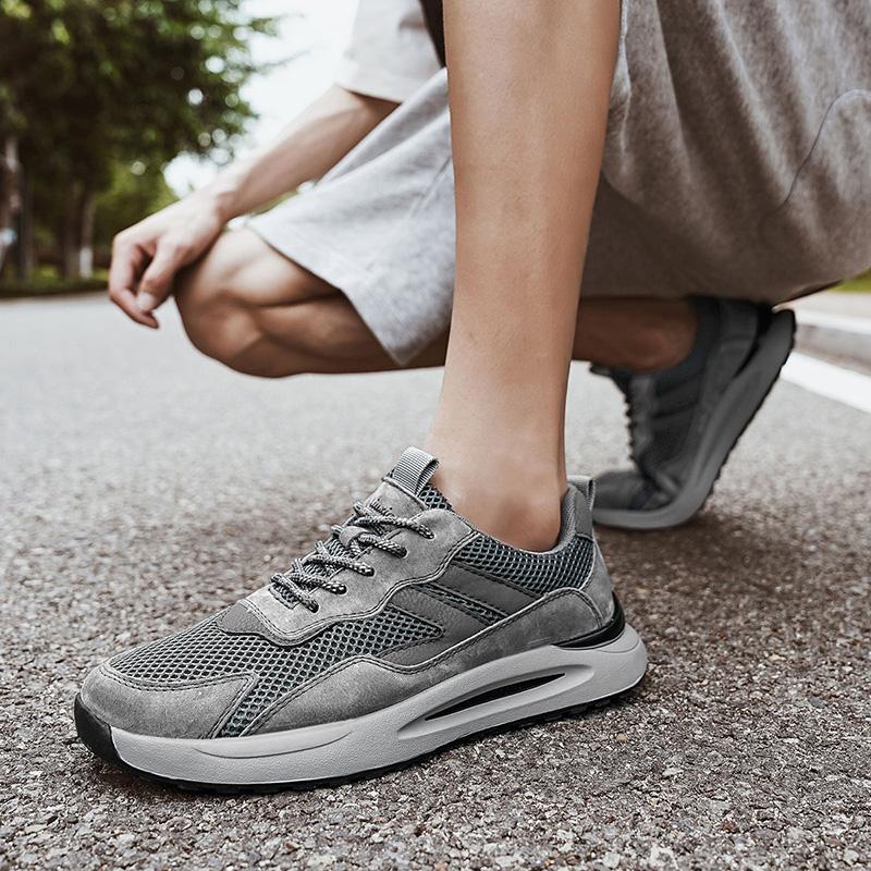Модные мужские спортивные туфли из натуральной кожи, удобные, дышащие, для отдыха, с сетчатым верхом, для улицы, для бега, новые, трендовые, для путешествий