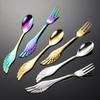 Fruit Fork Mirror Polish Long Handle Stainless Steel Creative Wing Coffee