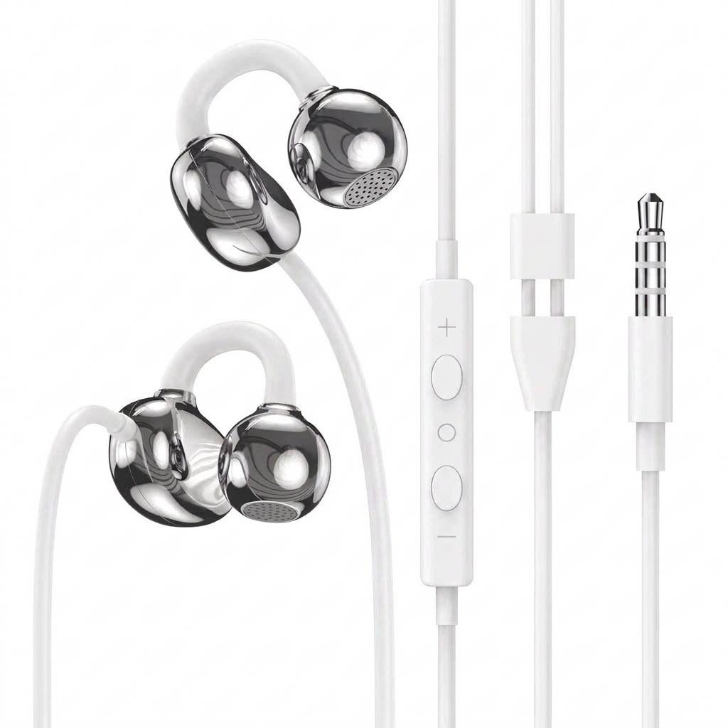 3.5MM/Type C Wired Headphones with Microphone HiFi Sound Ear Clip Wired Earphones Sports Headsets for iPhone 15 16 17 Samsung 2