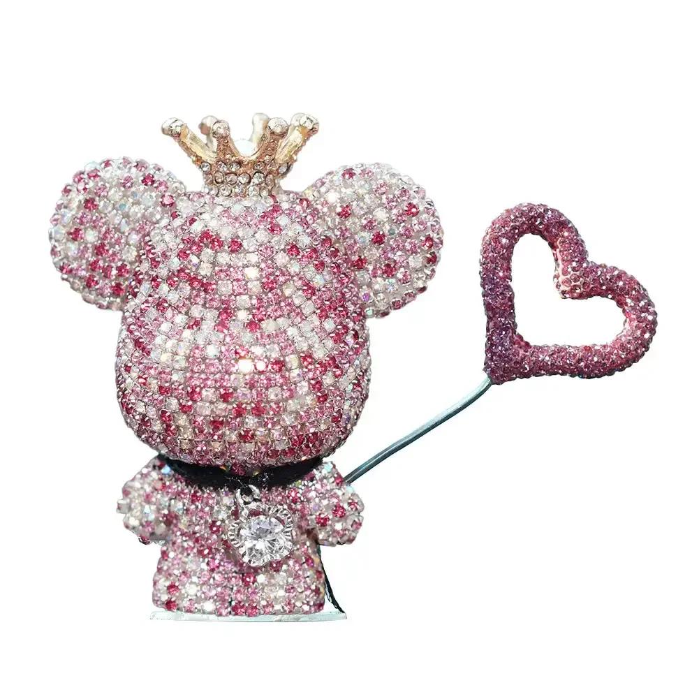 Автомобильный воздухозаборник в виде милого медведя из кристалла и бриллианта, ароматерапия, стойкий легкий аромат, блестящие стразы, автомобильные принадлежности, аксессуары для интерьера