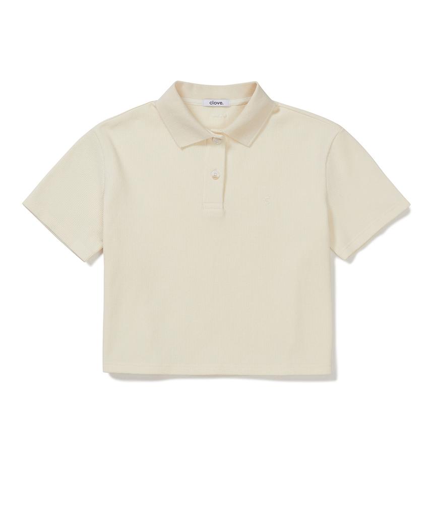 CLOVE [26Sm Clove] Waffle Polo T-Shirt (Cream)