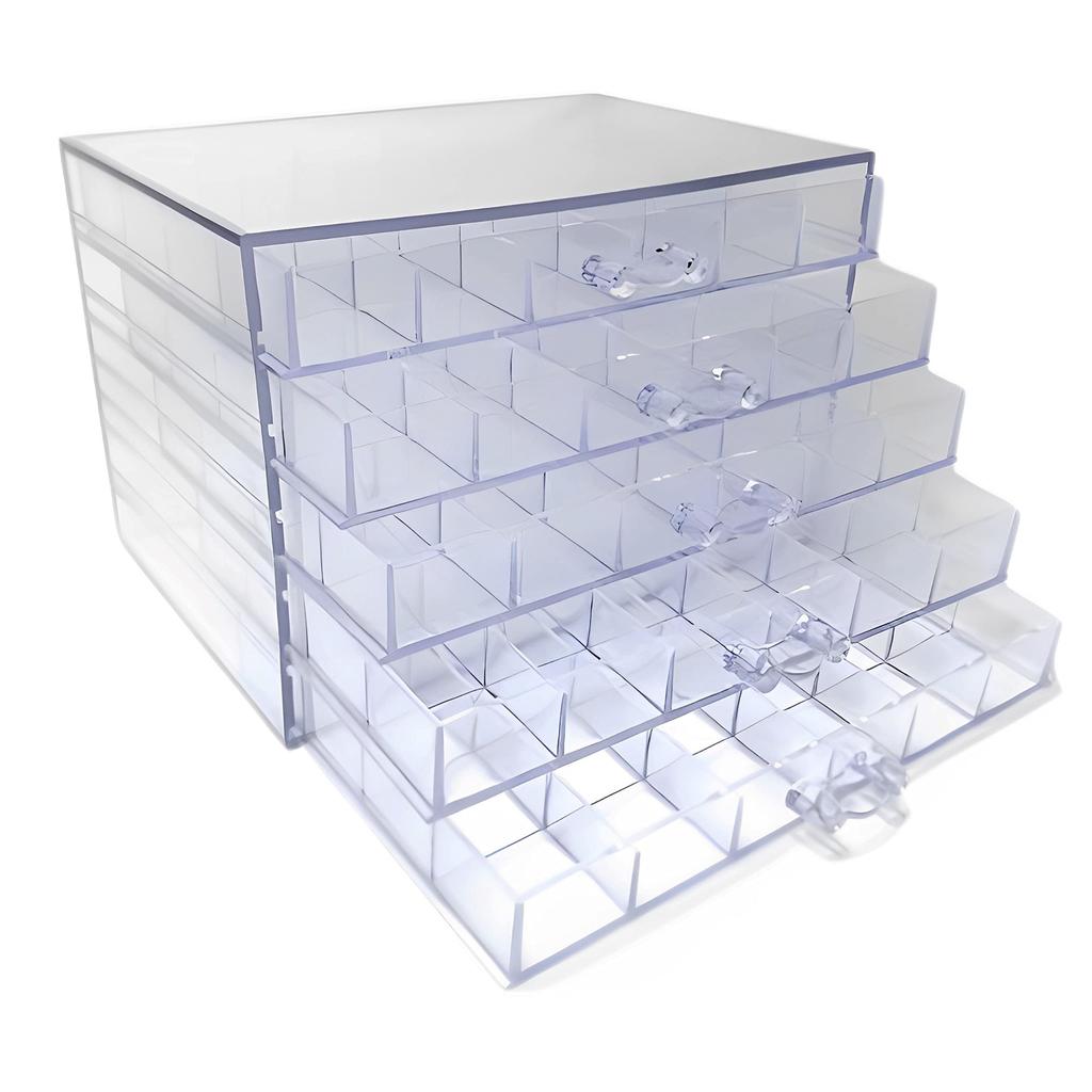 East Leaf Bead Cabinet, Nail Storage Box, Small Organizer, Accessories, Small Organizer [5 Tiers, 120 Grids, Clear Acrylic, 21.5x14.5x15cm]