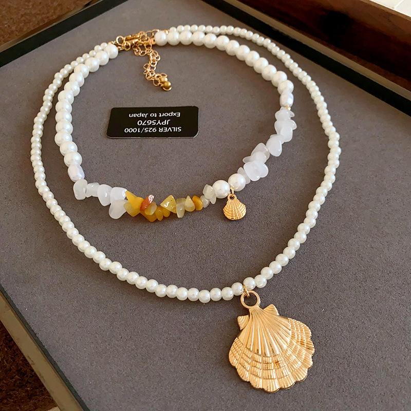 Korean temperament love butterfly pearl fringed necklace fashion collarbone chain versatile item decoration