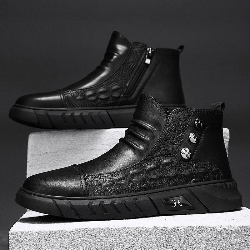 Мужская обувь 2025 осень новая британский стиль кожаная обувь уличная повседневная нескользящая ботинки Мартина модная на толстой подошве износостойкая трендовая обувь