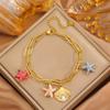Роскошный браслет с четырехлистником: Позолоченная 18K, Невыцветающая Титановая Сталь с Алмазными Акцентами